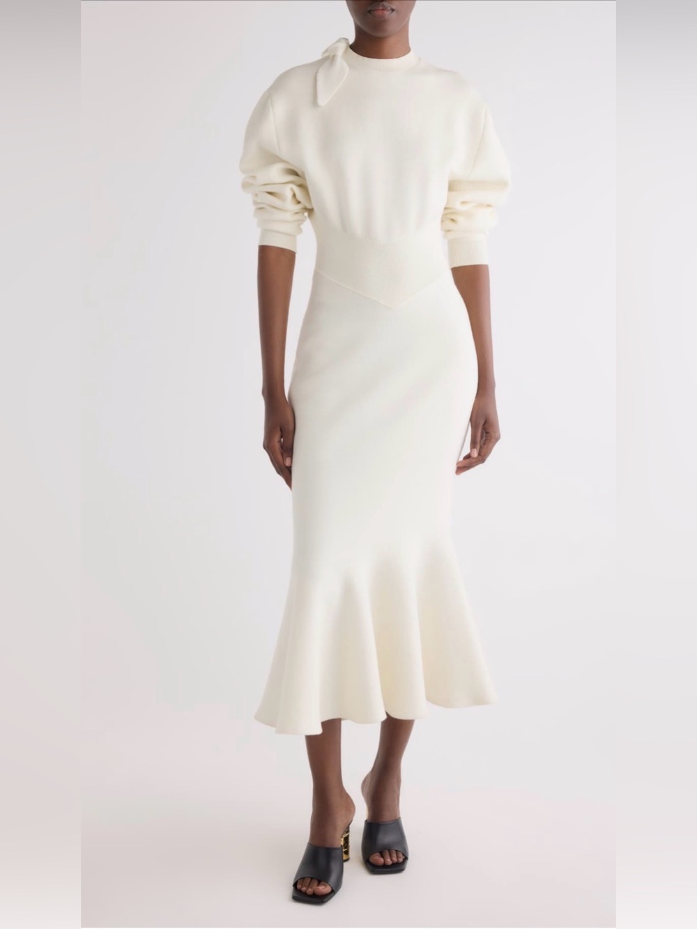 ✨SALE✨ Givenchy long sleeve bow wool & cotton blend trumpet sweater dress ✨SALE✨